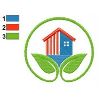 House Leaf Logo Embroidery Design